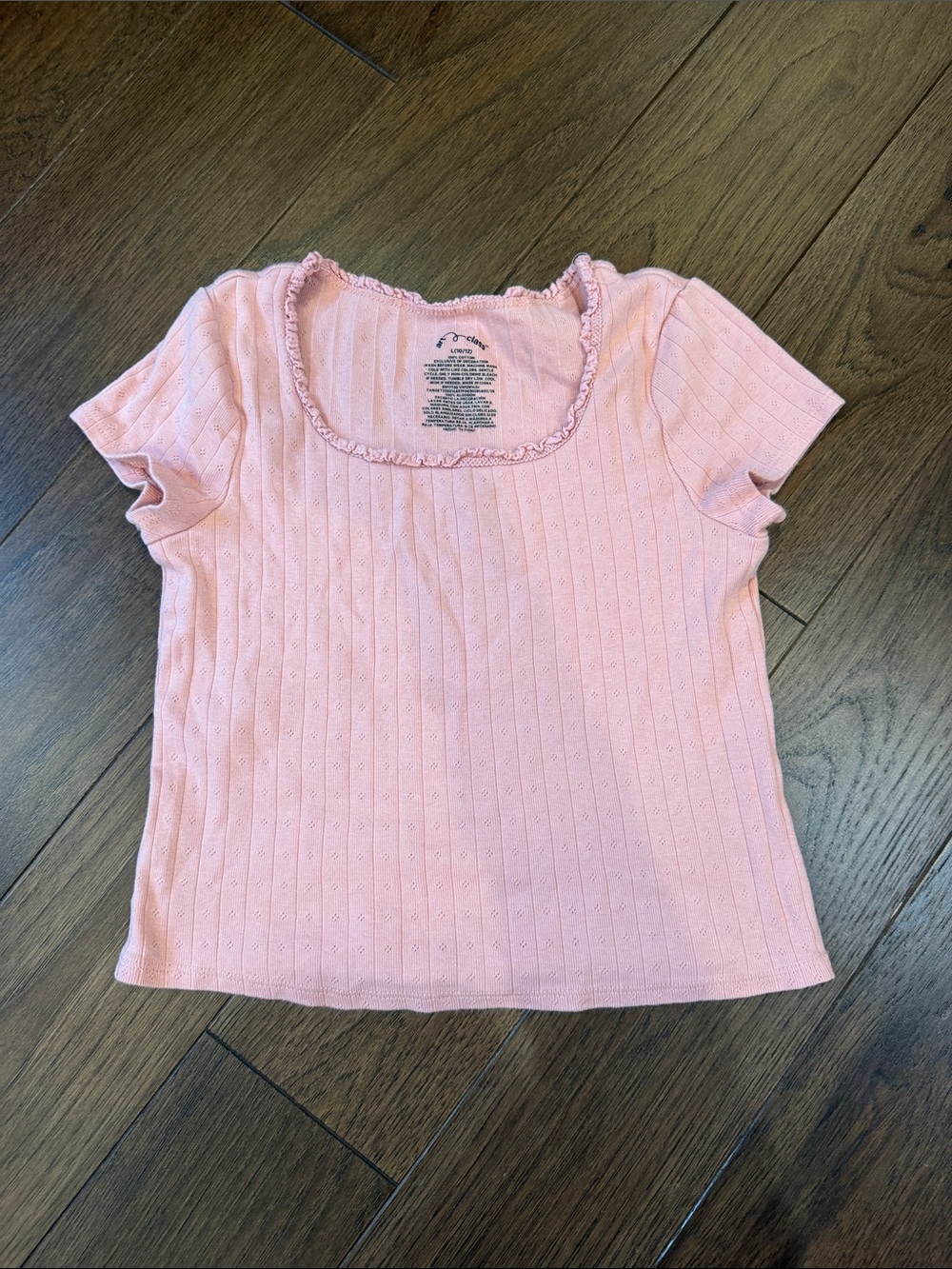 Art Class Girls' Pink Ruffle-Trim Short Sleeve Top Size Large 10/12 - C46-027
